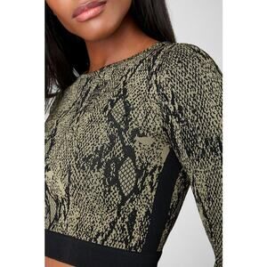 Fabletics Kamila Seamless Long-Sleeve Top Green Reptilia/Black Small